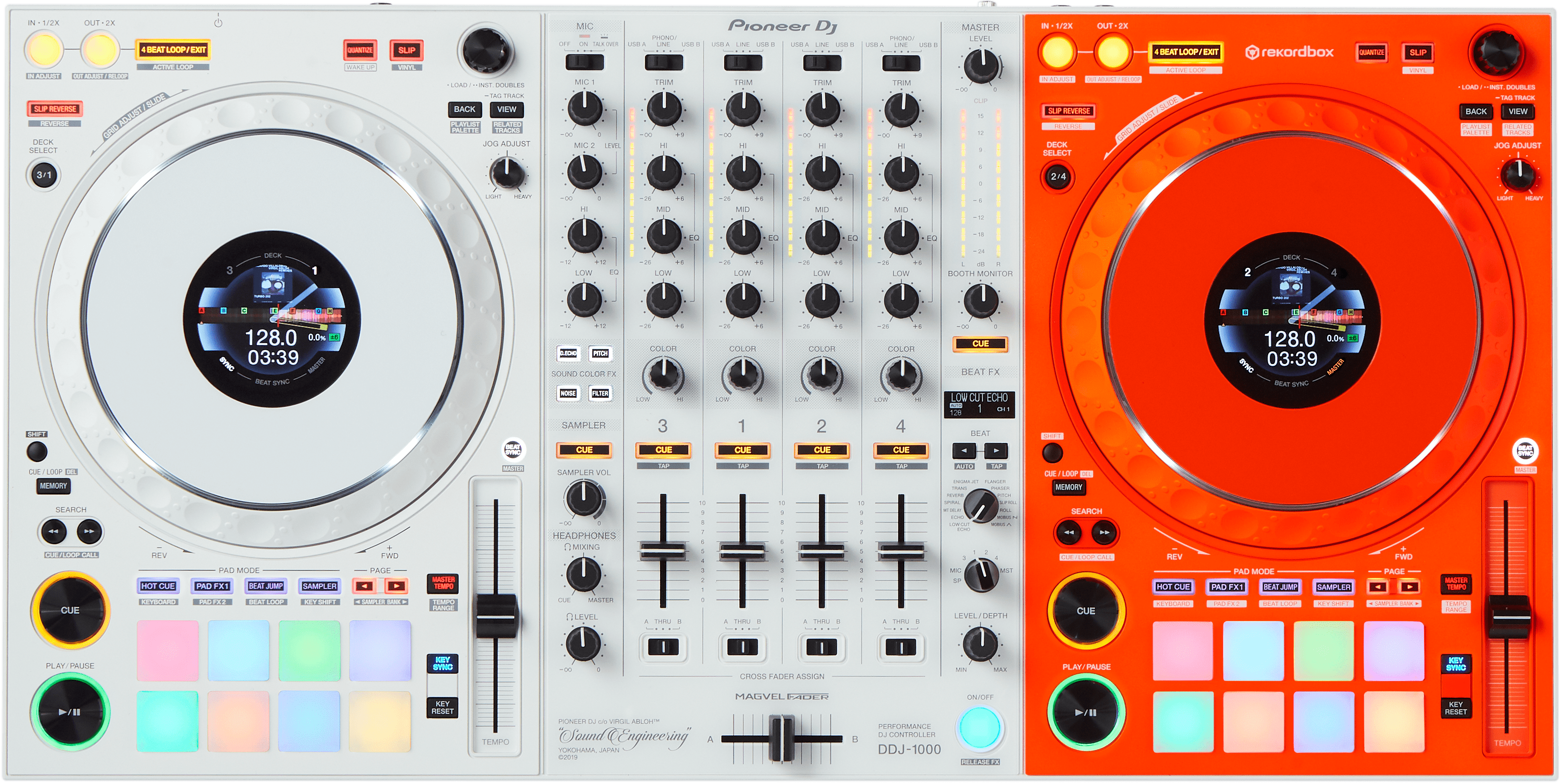 DDJ-1000-OW 4-channel performance DJ controller for rekordbox (Off ...