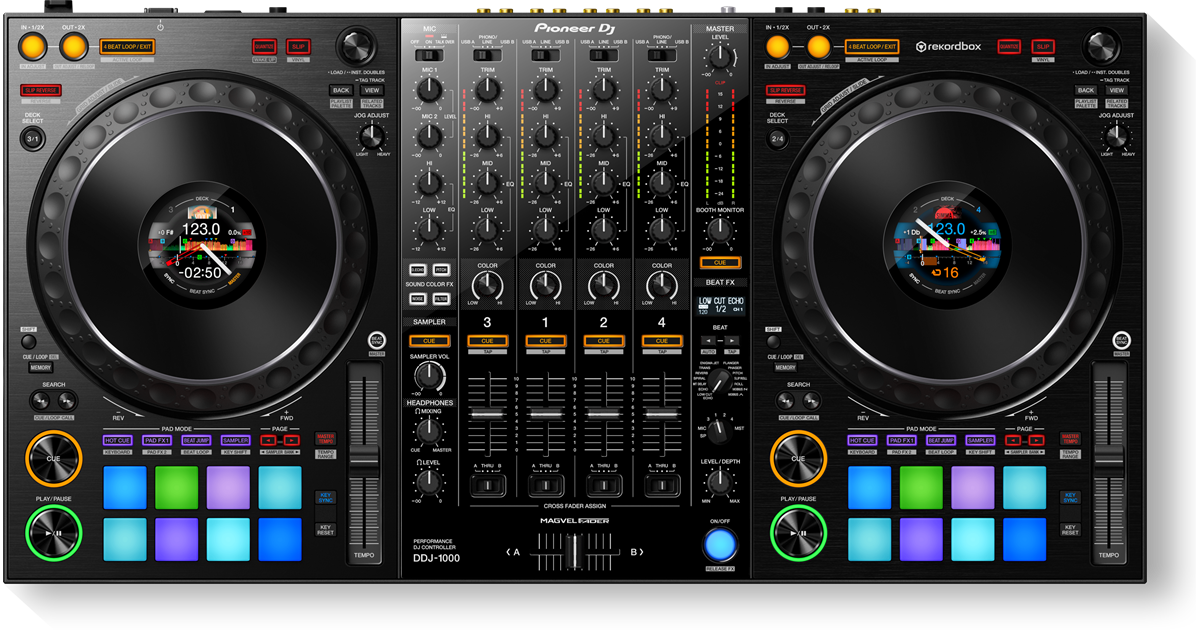 DDJ-1000 4-channel performance DJ controller for rekordbox (black 