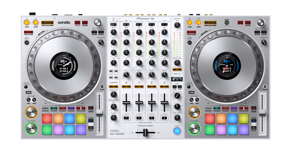 DDJ-1000SRT-W Serato DJ Pro専用 4chパフォーマンス DJコントローラー 