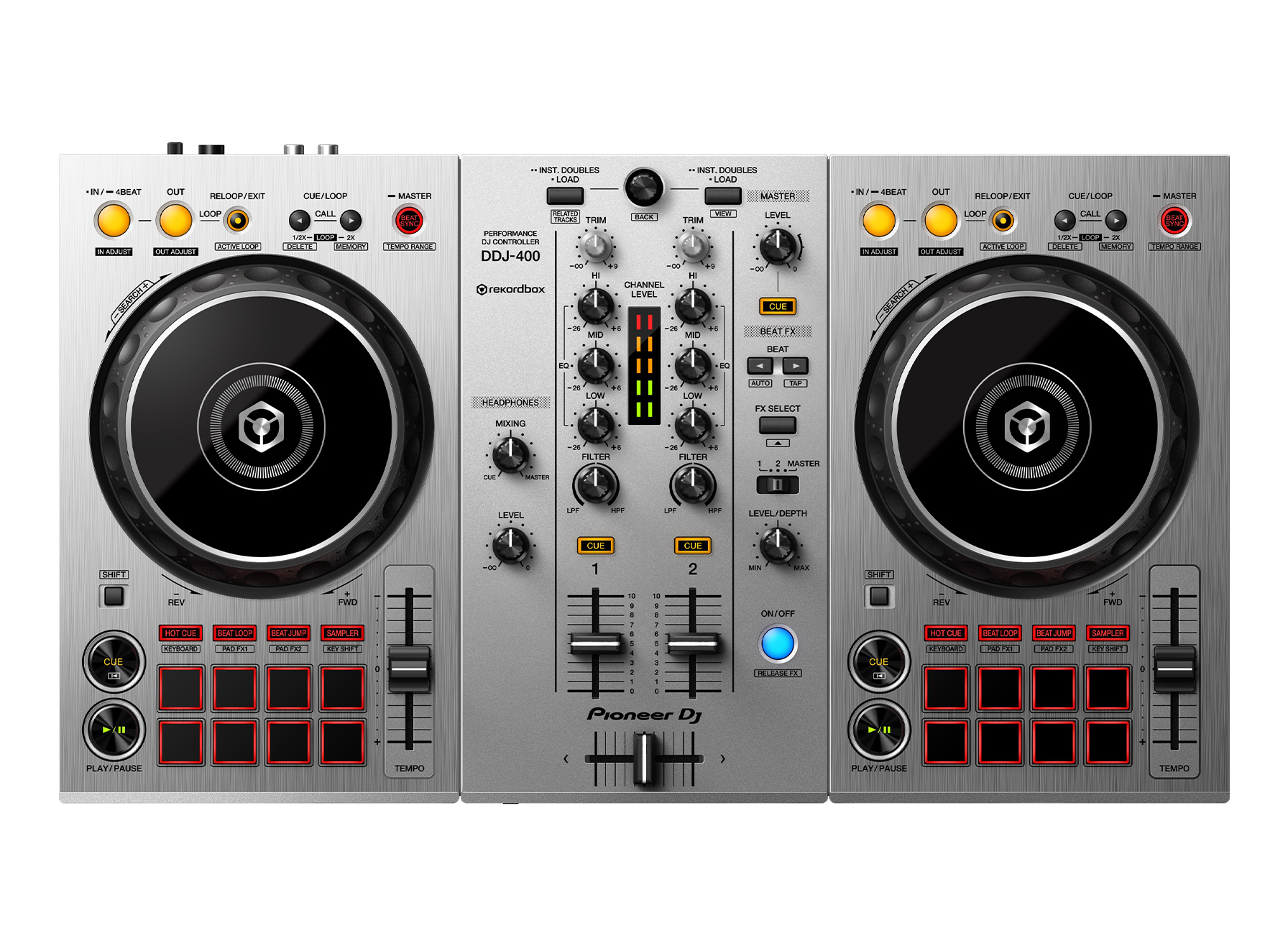 Pioneer DJ DDJ-400-S 2-Channel DJ Controller for Rekordbox DJ Silver 