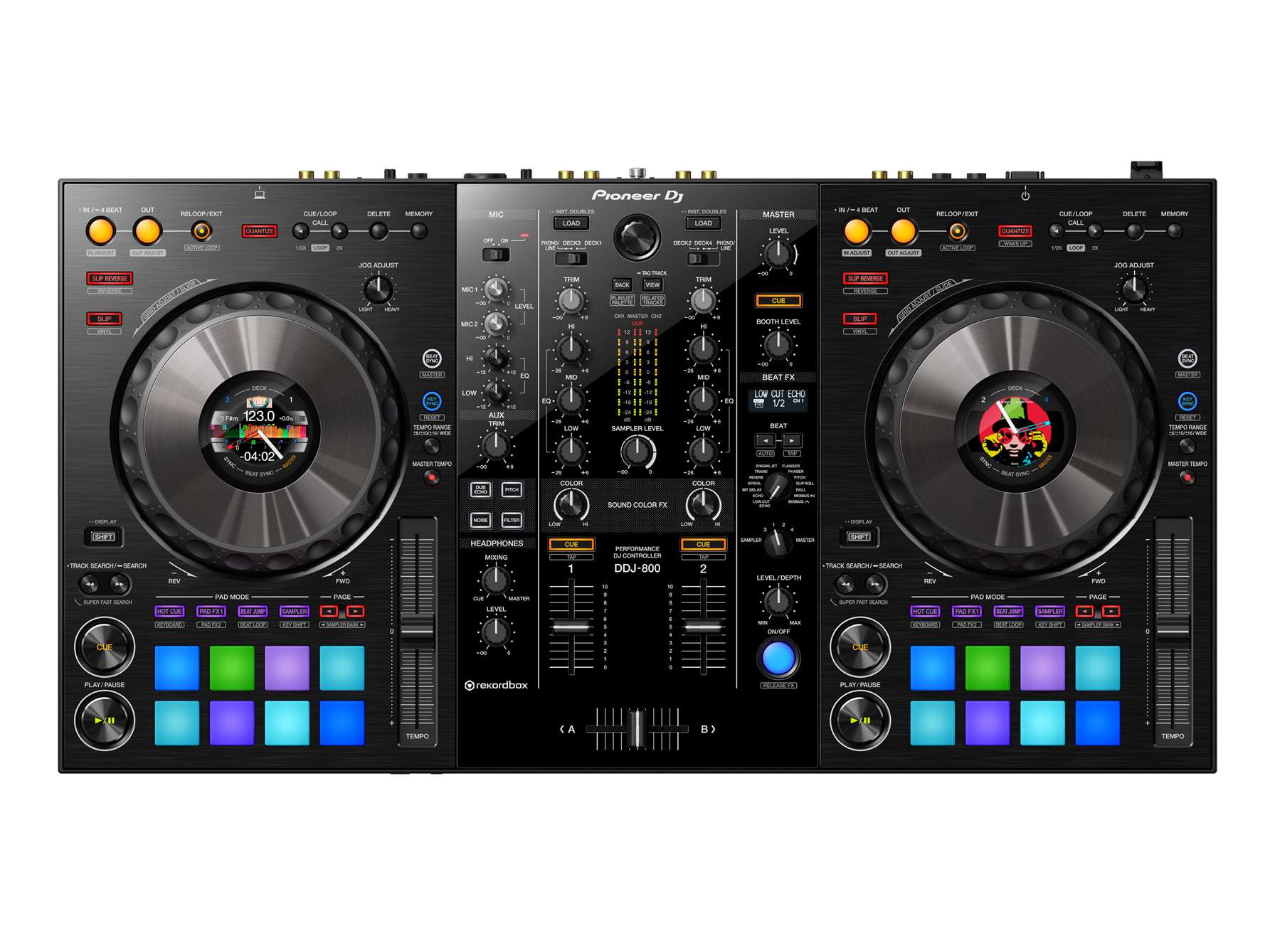 DDJ-800 2-channel performance DJ controller for rekordbox (Black 