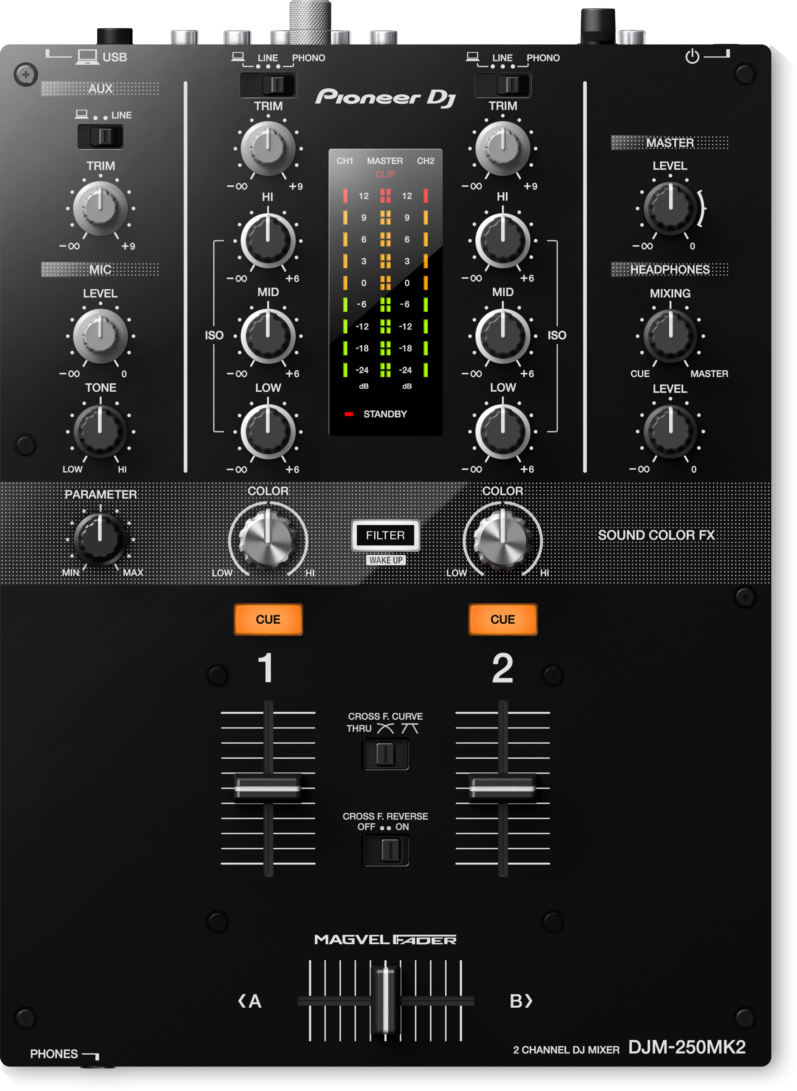 DJMMK2 2 channel DJ mixer with independent channel filter