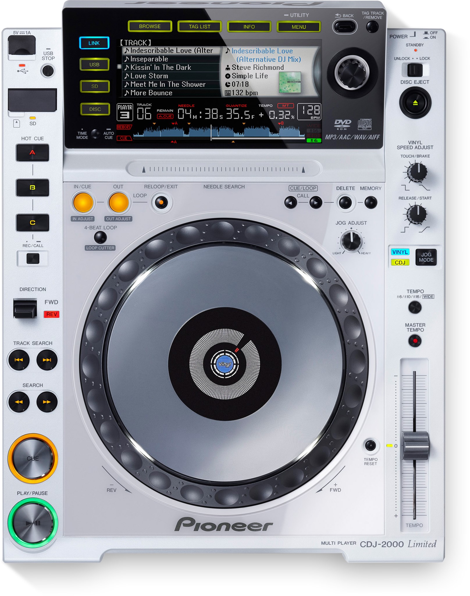 CDJ2000W (archived) Prograde digital DJ deck (white) Pioneer DJ
